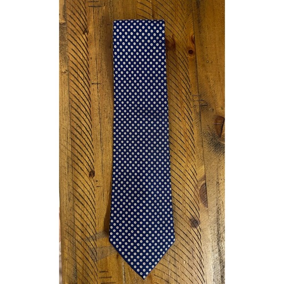 Lauren Ralph Lauren Tie 100% Silk Blue/Daisy Standard 56"-57" Classic Clean - Picture 1 of 5
